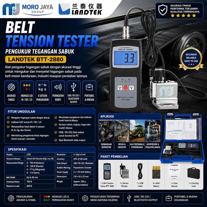 Belt Tension Tester Landtek BTT-2880 Pengukur Tegangan Sabuk Mesin Belt tension tester Landtek BTT-2880 pengukur tegangan sabuk mesin