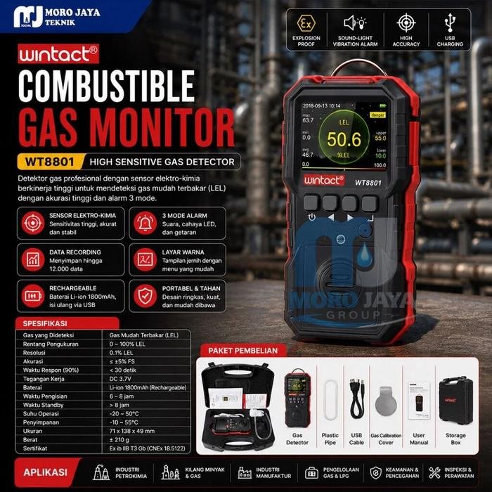 Combustible Gas Monitor Wintact WT8801 Detektor Gas Mudah Terbakar Ex ib Combustible Gas Monitor Wintact WT8801 detektor gas mudah terbakar ex ib