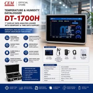 Data logger suhu dan kelembapan CEM DT-1700H layar 7 inch