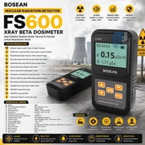 Detektor radiasi nuklir Bosean FS600 geiger counter sinar X beta gamma