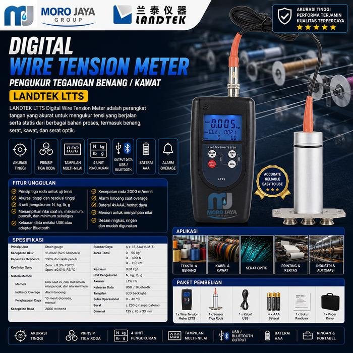 Digital Wire Tension Meter Landtek LTTS Pengukur Tegangan Kawat Benang 0-50 kgf Digital wire tension meter Landtek LTTS pengukur tegangan kawat benang