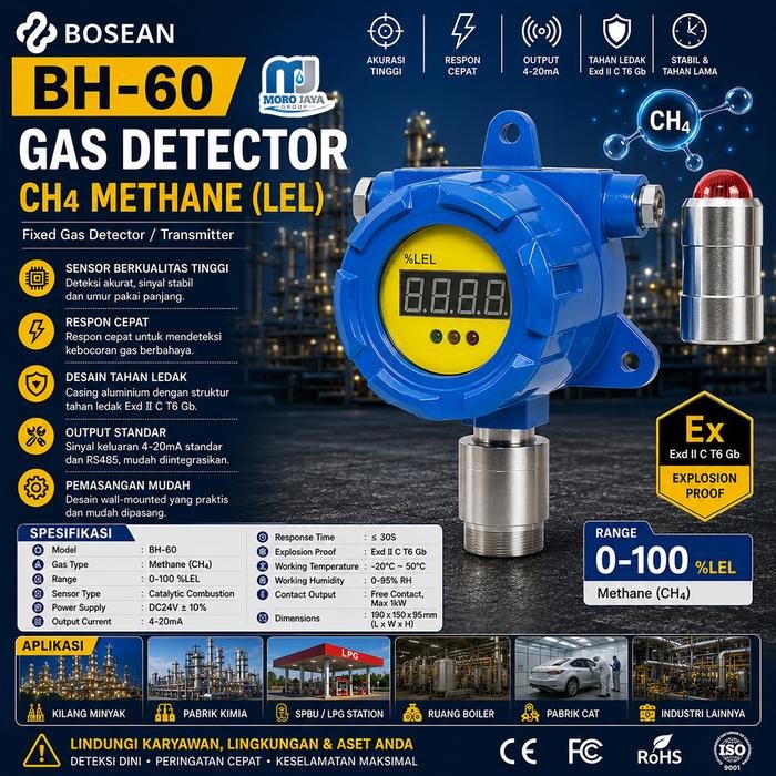 Fixed Gas Detector Bosean BH-60 CH4 Metana LEL Explosion Proof IP66 Fixed gas detector Bosean BH-60 CH4 Metana LEL explosion proof IP66