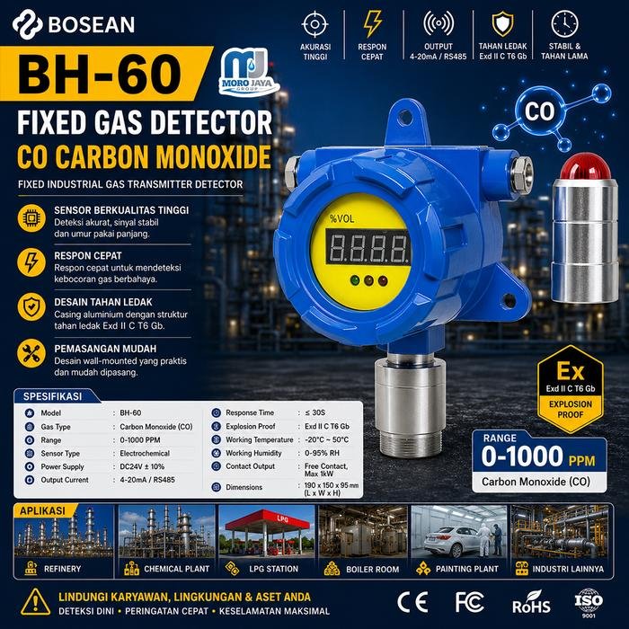 Fixed Gas Detector Bosean BH-60 CO Karbon Monoksida Explosion Proof IP66 Fixed gas detector Bosean BH-60 CO Karbon Monoksida explosion proof IP66