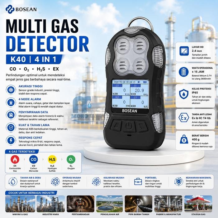 Gas Detector Bosean K40 4 in 1 CO O2 H2S EX Portable IP66 Gas detector Bosean K40 4 in 1 CO O2 H2S EX portable
