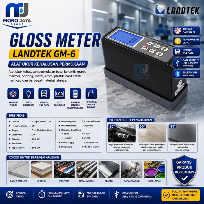 Gloss Meter Landtek GM-6 60 Derajat Pengukur Kilap 0-200 GU Gloss meter Landtek GM-6 60 derajat pengukur kilap