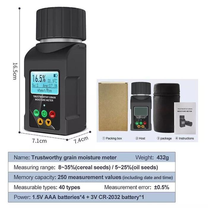 Grain Moisture Meter MG-Pro 25 Jenis Biji Kopi Beras Jagung Casing Aluminium Grain moisture meter MG-Pro 25 jenis biji kopi beras jagung – foto 7