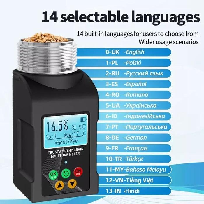Grain Moisture Meter MG-Pro 25 Jenis Biji Kopi Beras Jagung Casing Aluminium Grain moisture meter MG-Pro 25 jenis biji kopi beras jagung – foto 8