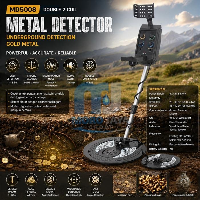 Metal Detector MD5008 Double Coil Pendeteksi Logam Bawah Tanah Metal detector MD5008 double coil pendeteksi logam bawah tanah