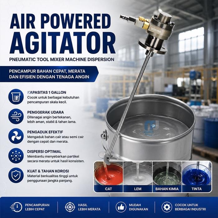 Mixer Agitator Pneumatik 1 Galon Air Powered Pengaduk Cat dan Cairan Mixer agitator pneumatik 1 galon air powered pengaduk cat dan cairan