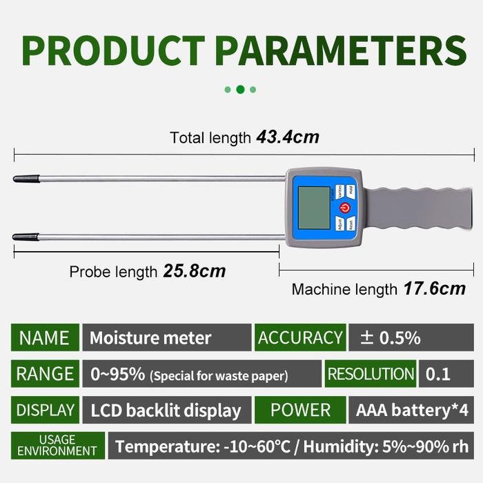 Moisture Meter MT-300M Pengukur Kelembapan Kertas dan Limbah Kertas Portabel Moisture meter MT-300M pengukur kelembapan kertas dan limbah kertas portabel – foto 3