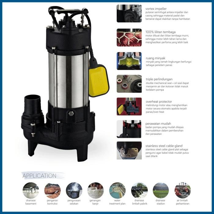 Pompa Air Limbah Waterplus SS-M-2200A-C 2,2 kW Outlet 3 inci Pompa air limbah Waterplus SS-M-2200A-C 2,2 kW outlet 3 inci – foto 3