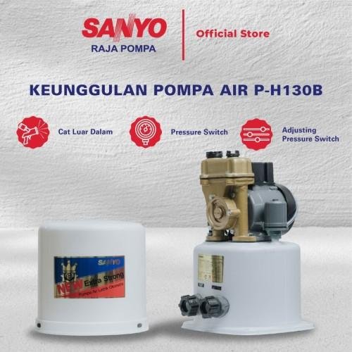 Pompa Air Sumur Dangkal Sanyo P-H130B Otomatis 125 Watt Pompa air sumur dangkal Sanyo P-H130B otomatis 125 watt – foto 3