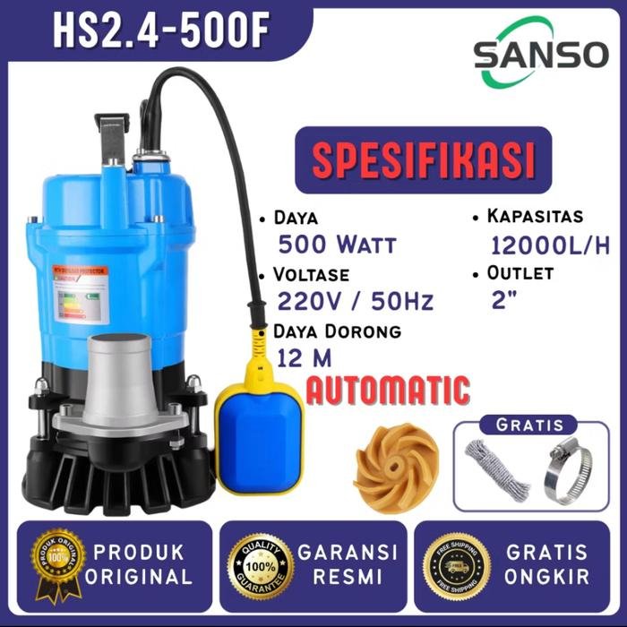 Pompa Celup Air Kotor HS 2.4-500 Otomatis 500 Watt Outlet 2 Inci Pompa celup air kotor HS 2.4-500 otomatis 500 watt outlet 2 inci – foto 4