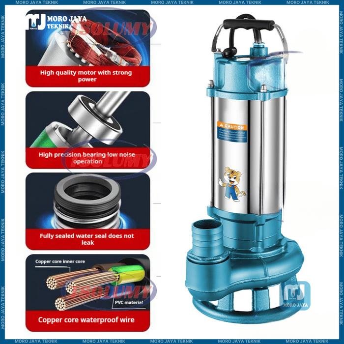 Pompa Celup Air Kotor WQD10-15-1100W Stainless 1100 Watt Outlet 2 Inci Pompa celup air kotor WQD10-15-1100W stainless 1100 watt outlet 2 inci – foto 2