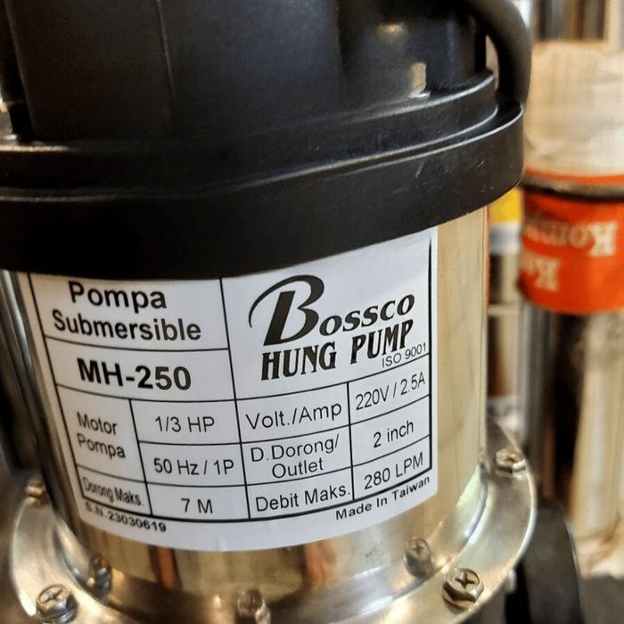 Pompa Celup Bossco MH-250 JKH 250 watt Pompa Kolam Ikan Koi Taiwan Pompa celup Bossco MH-250 JKH pompa kolam ikan koi Taiwan – foto 2