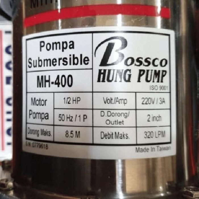 Pompa Celup Bossco MH-400 JKH 400 watt Pompa Kolam Ikan Koi Taiwan Pompa celup Bossco MH-400 JKH pompa kolam ikan koi Taiwan – foto 2