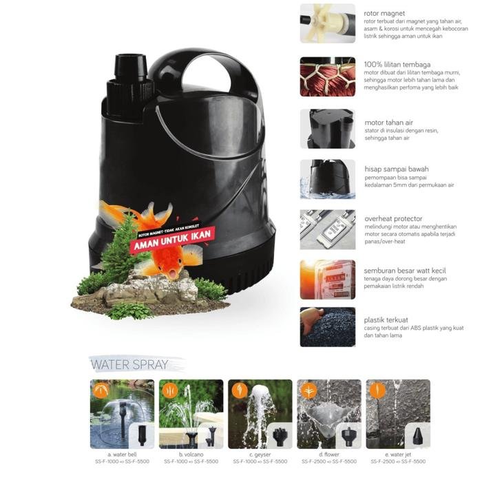 Pompa Celup Waterplus SS-F-3800 70 Watt Pompa Kolam Ikan dan Air Mancur Pompa celup Waterplus SS-F-3800 70 watt pompa kolam ikan dan air mancur – foto 3