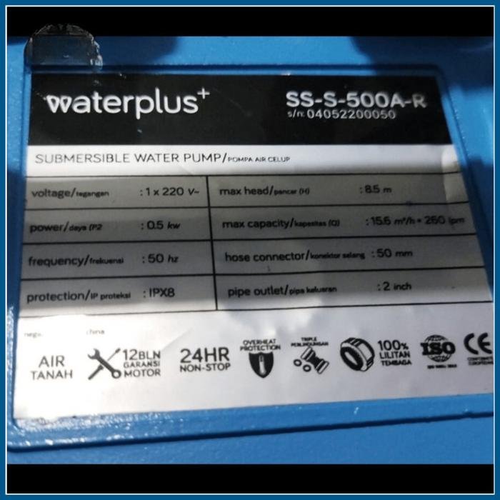 Pompa Celup Waterplus SS-S-750A 750 watt Slurry Pump Agitator Air Tanah dan Pasir Pompa celup Waterplus SS-S-750A slurry pump agitator air tanah dan pasir – foto 3