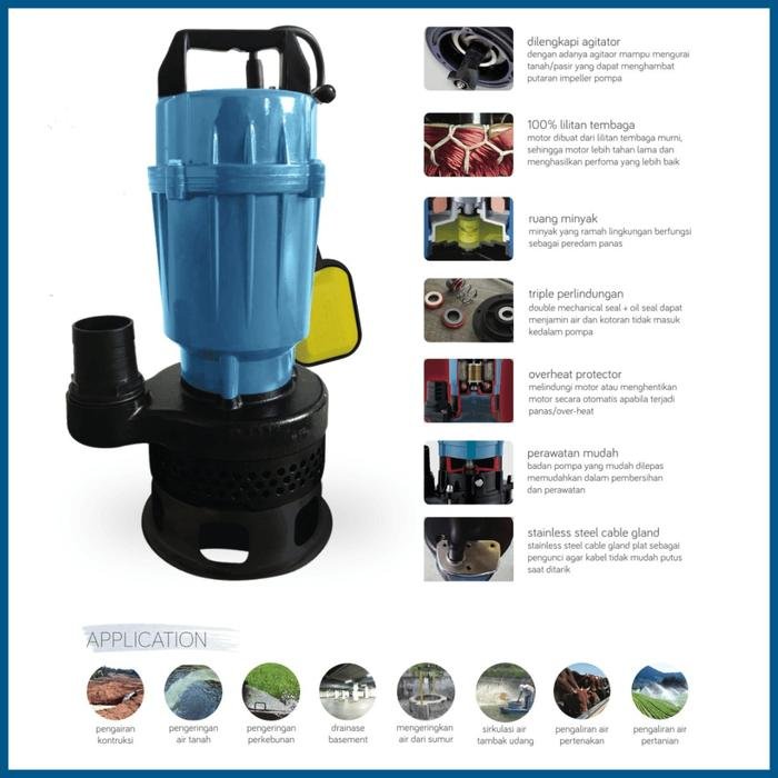 Pompa Celup Waterplus SS-S-750A 750 watt Slurry Pump Agitator Air Tanah dan Pasir Pompa celup Waterplus SS-S-750A slurry pump agitator air tanah dan pasir – foto 4
