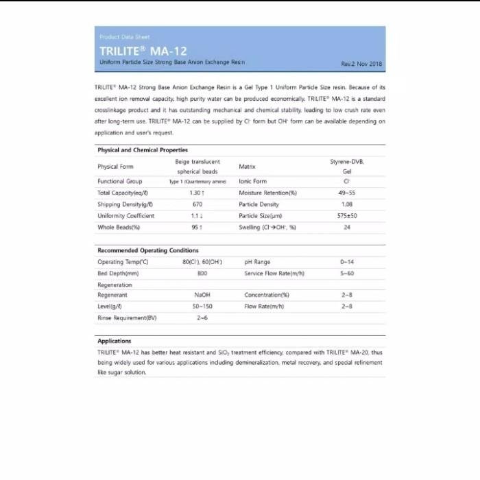 Resin Anion Trilite MA-12 Repack 500 Gram Demin Samyang Korea Resin anion Trilite MA-12 demin repack 500 gram – foto 5