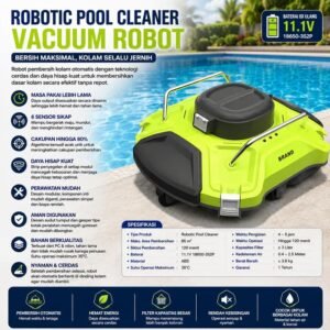 Robot pembersih kolam renang baterai vacuum otomatis 6 sensor