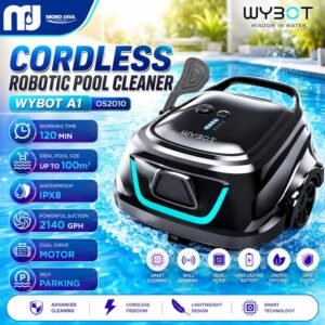 Robot pembersih kolam WYBOT A1 OS2010 cordless filtrasi dua lapis