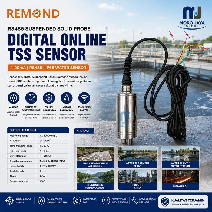 Sensor TSS Remond MLSS Digital Online RS485 4-20mA IP68 Sensor TSS Remond MLSS digital online RS485 4-20mA IP68