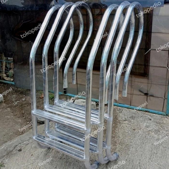 Tangga Kolam Renang Stainless SUS 304 2 Trap 1,5 Inch Tinggi 120 cm Tangga kolam renang stainless SUS 304 2 trap 1,5 inch tinggi 120 cm – foto 2