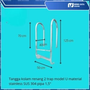 Tangga kolam renang stainless SUS 304 2 trap model letter u 1,5 inch
