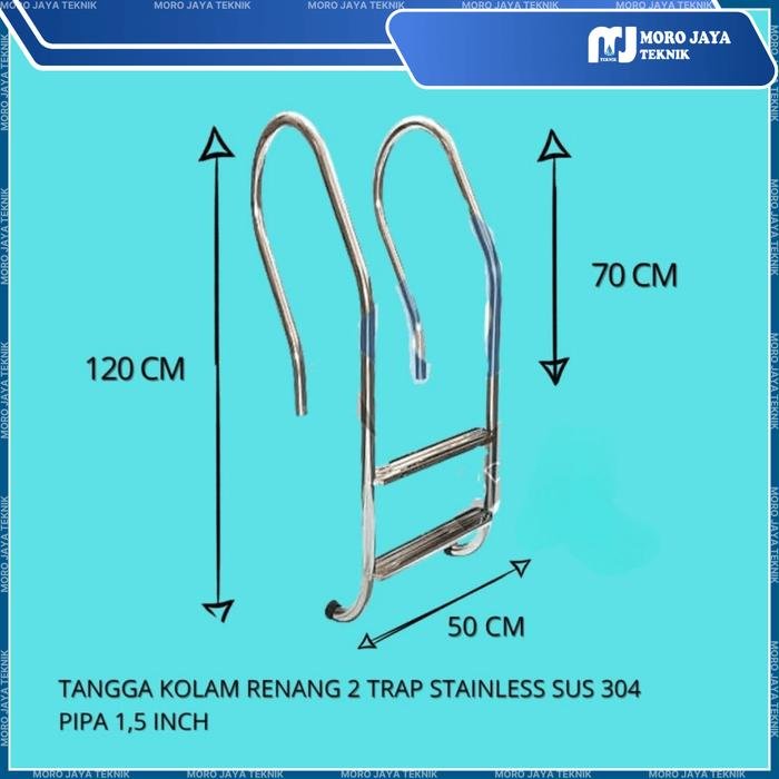 Tangga Kolam Renang Stainless SUS 304 2 Trap 1,5 Inch Tinggi 120 cm Tangga kolam renang stainless SUS 304 2 trap 1,5 inch tinggi 120 cm