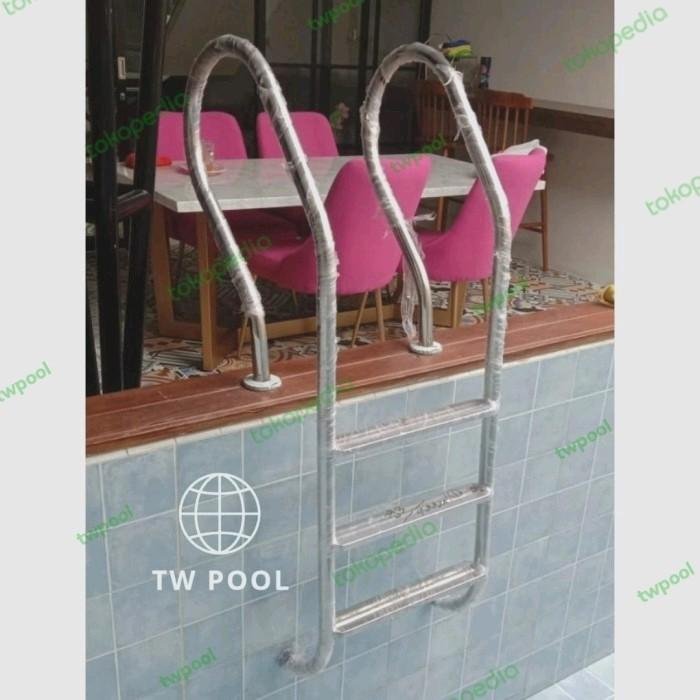 Tangga Kolam Renang Stainless SUS 304 3 Trap 1,5 Inch Tinggi 145 cm Tangga kolam renang stainless SUS 304 3 trap 1,5 inch tinggi 145 cm – foto 2