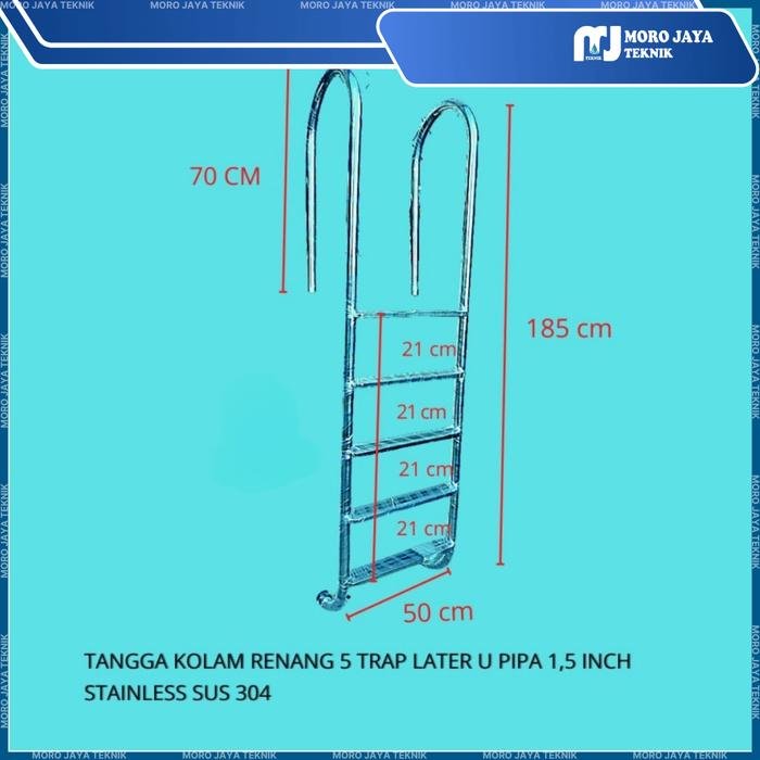 Tangga Kolam Renang Stainless SUS 304 5 Trap Model U 1,5 Inch Tinggi 185 cm Tangga kolam renang stainless SUS 304 5 trap model U tinggi 185 cm