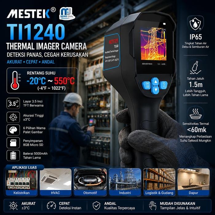 Thermal Imager Mestek TI-120 Kamera Inframerah Layar 3,5 Inci -20 s.d. 400 C Thermal imager Mestek TI-120 kamera inframerah layar 3,5 inci