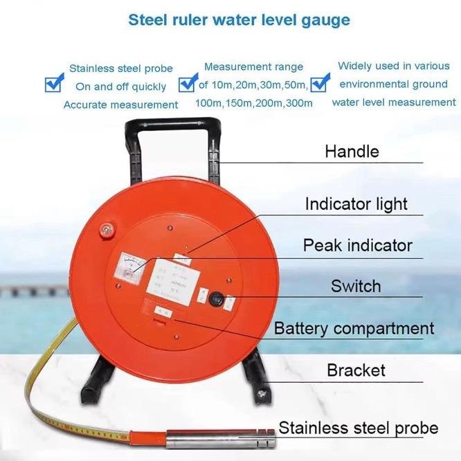 Water Level Meter 50 Meter Alat Ukur Kedalaman Air Sumur Bor Probe Stainless Water level meter 50 meter alat ukur kedalaman air sumur bor – foto 8