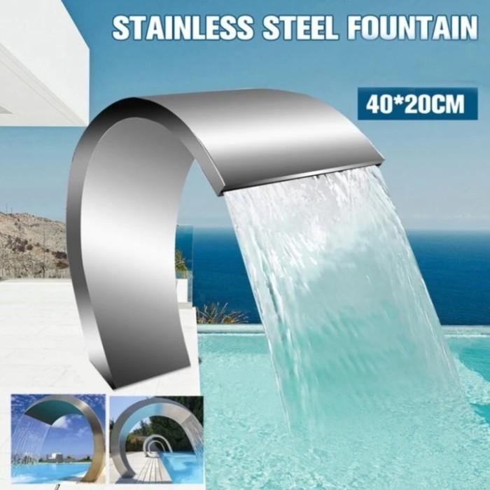 Waterfall Kolam Renang Stainless SUS 304 Lengkung Kecil Tinggi 35 cm Waterfall kolam renang stainless SUS 304 lengkung kecil tinggi 35 cm – foto 3
