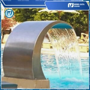 Waterfall kolam renang stainless SUS 304 lengkung kecil tinggi 35 cm